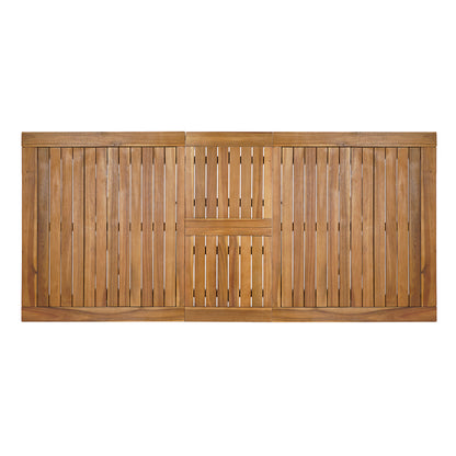 60"-76" Acacia Wood Outdoor Dining Table, Telescopic Table Ideal for Patio & Garden Gatherings, Teak Finish image 8