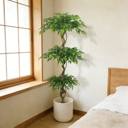 6FT Artificial Ficus Tree, Lifelike Faux Banyan Tree with Pot for Home, Office Patio Decor, 1pc/set image 1