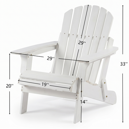 Oversize Wooden Outdoor Folding Adirondack Chair with Pre-Assembled BackRest & SeatBoard, Wood Patio Chair for Garden Backyard Porch Pool Deck Firepit image 2