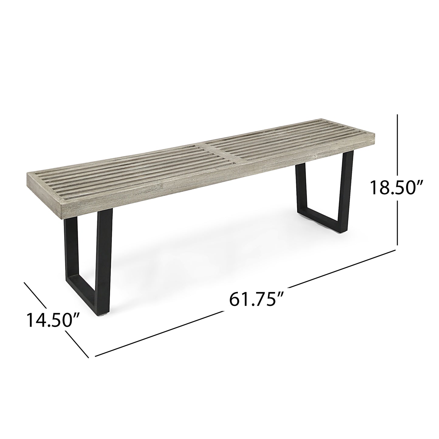 Metal/Solid Wood Outdoor Bench image 6