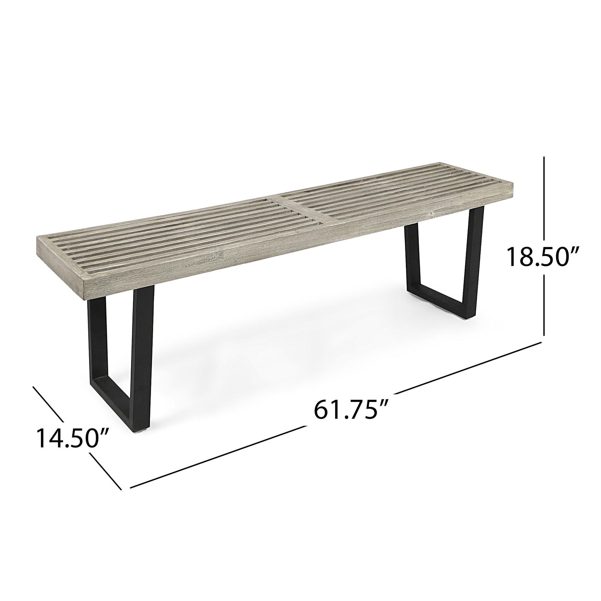Metal/Solid Wood Outdoor Bench image 6