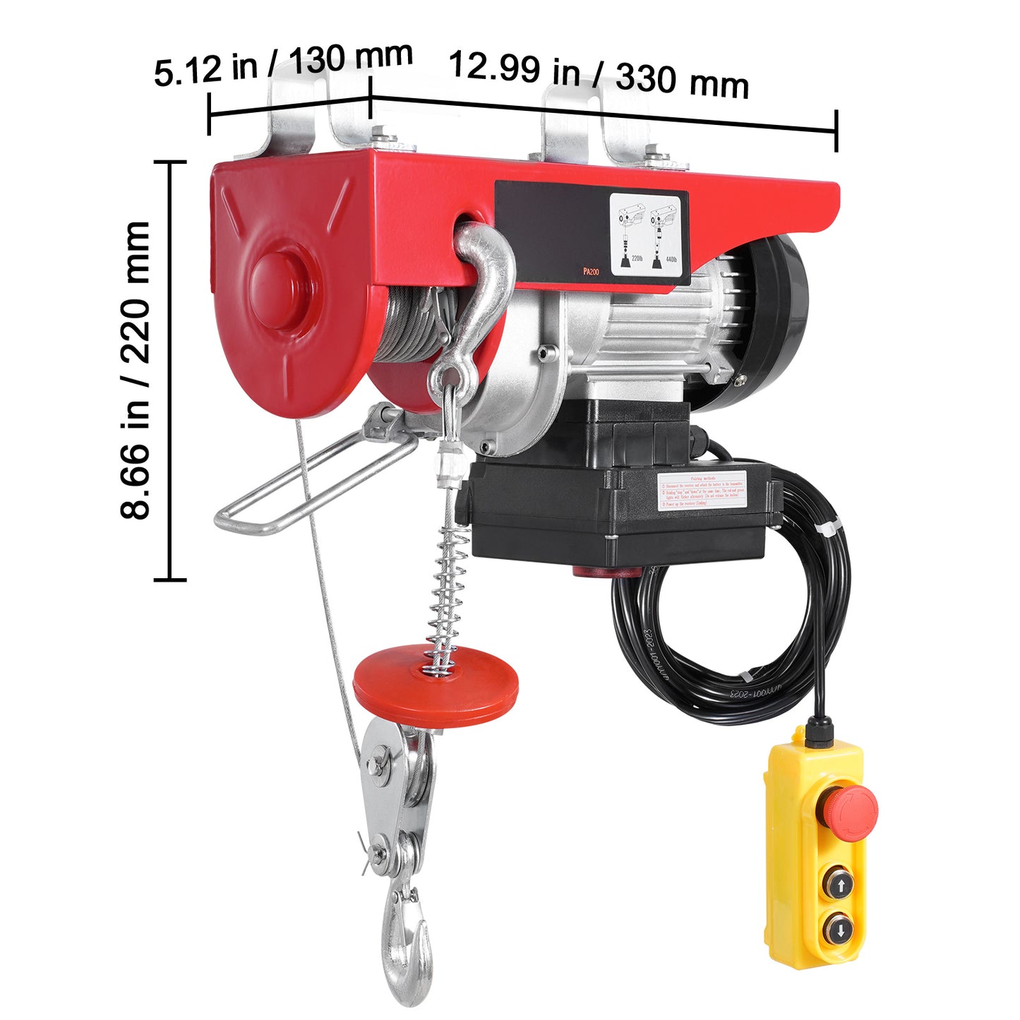 Electric Hoist Crane Winch 440 lbs 328 ft Wireless & 14 ft Wired Remote image 7