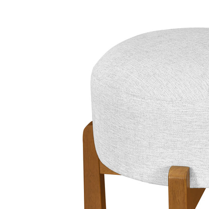 Vera Indoor Wooden Upholstered Barstool, Walnut Finish and Ivory Upholstery, Set of 4 image 6