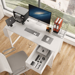 47.3" Black Office Desk with Power Outlet & Drawers - Dekuch