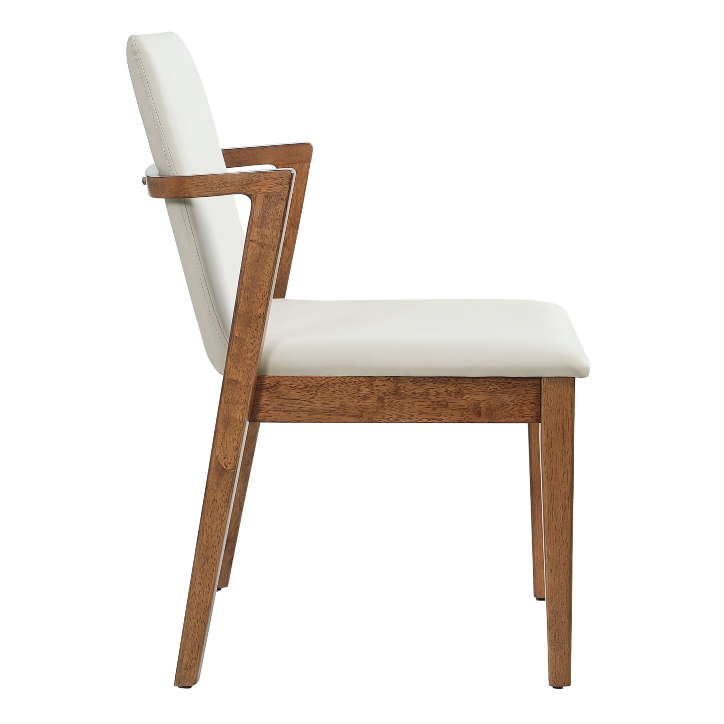 Mid-Century Modern Dining Chairs Set of 2 - Beige PU Upholstered Armchairs with Walnut Color Rubber Wood Frame, 250lbs Capacity for Kitchen & Dining Room image 7