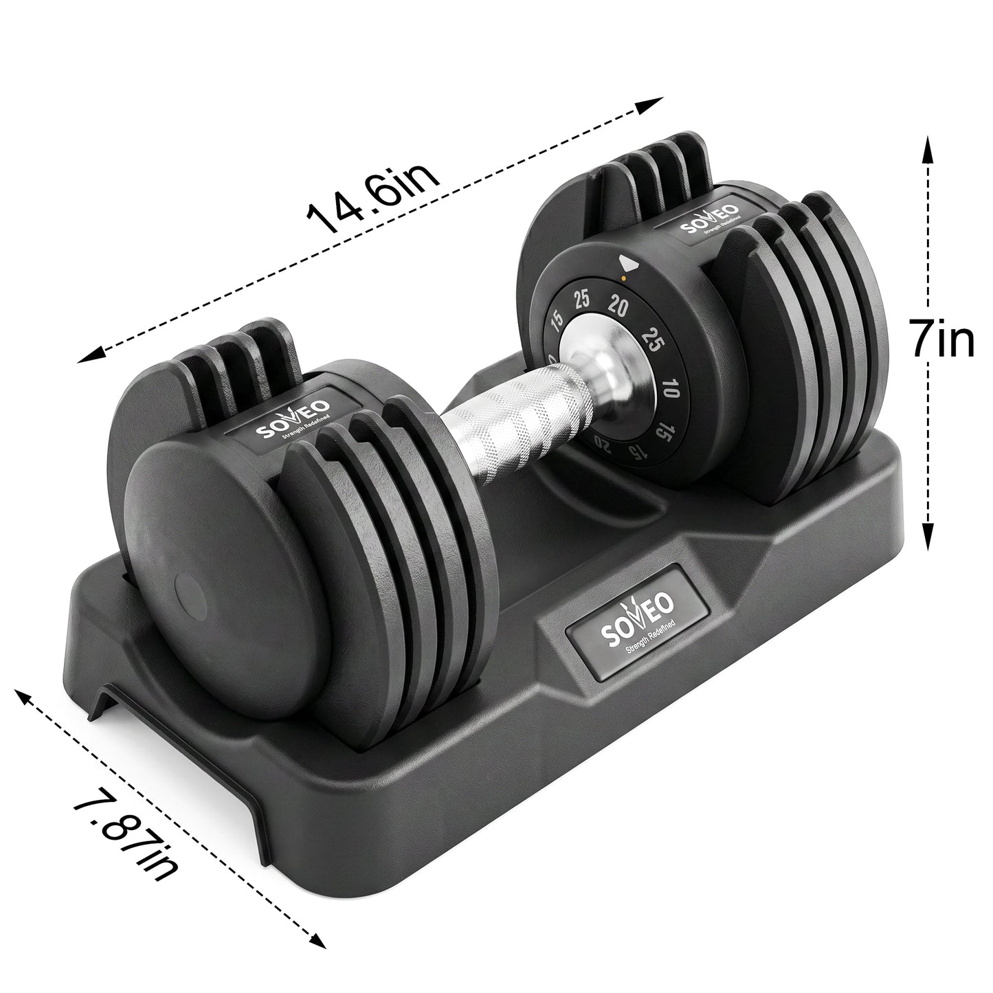 Adjustable Dumbbell Set, 10-in-1 25LB/55LB Adjustable Dumbbells with Lock System, Fast 1 Sec Adjustment, Non-Slip Grip & Storage Tray, Home Gym Workout Weights for Men Women image 6