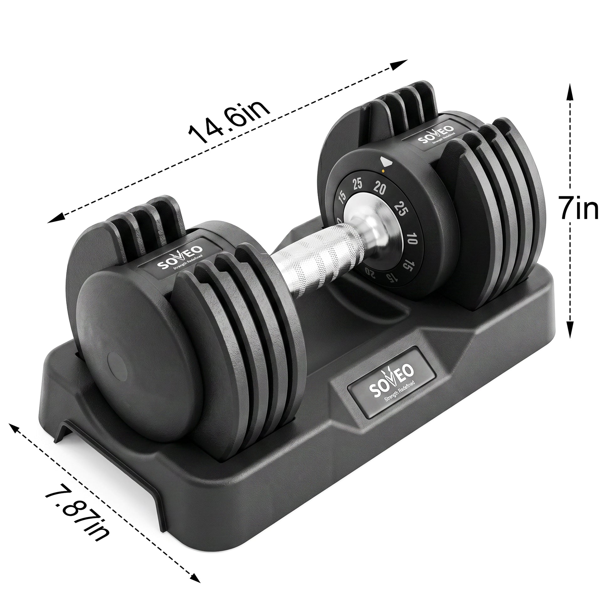 Adjustable Dumbbell Set, 10-in-1 25LB/55LB Adjustable Dumbbells with Lock System, Fast 1 Sec Adjustment, Non-Slip Grip & Storage Tray, Home Gym Workout Weights for Men Women image 6
