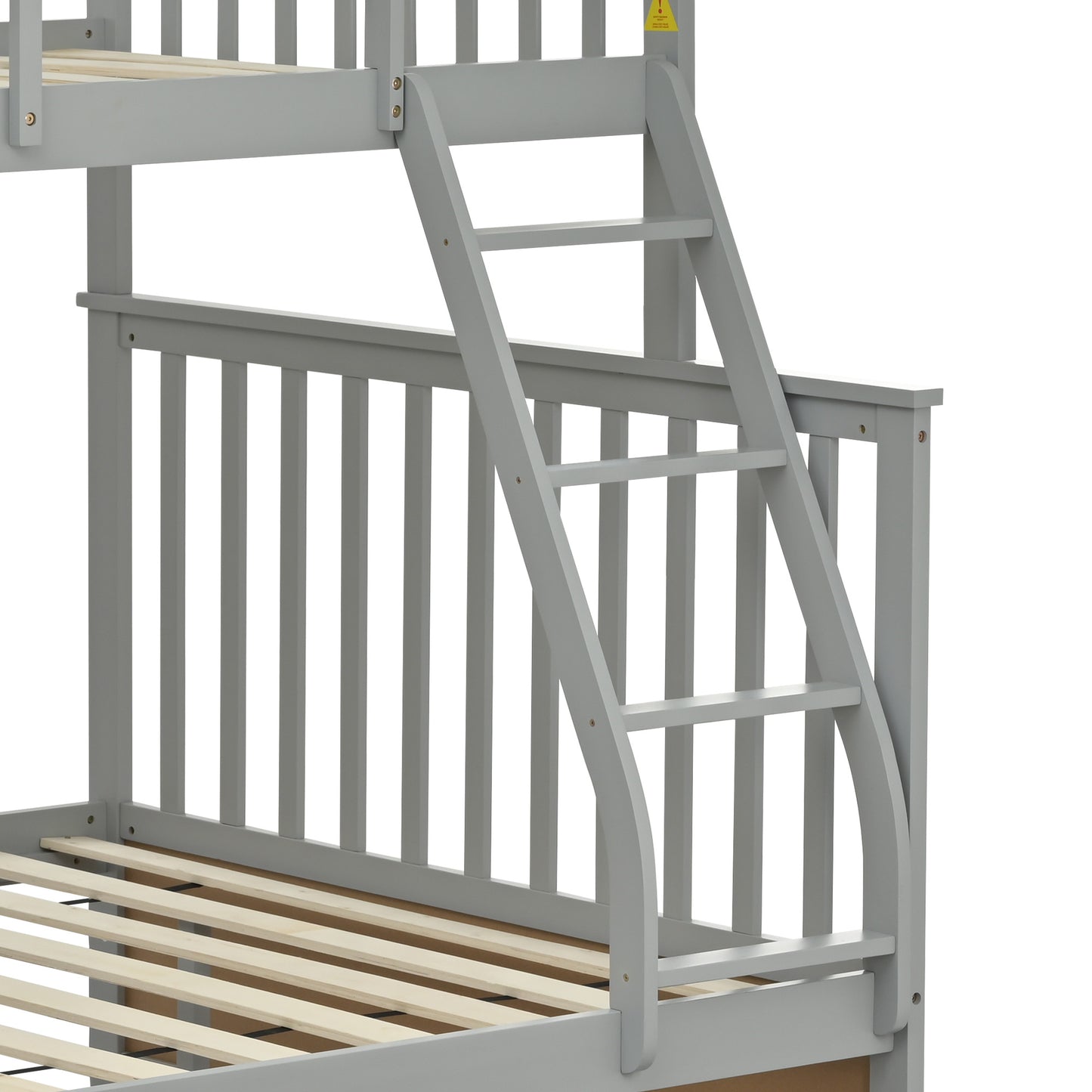 Twin Over Full Bunk Bed with Storage Drawers, Wooden Bunk Bed with Ladder and Safety Guard Rails –Gray image 12