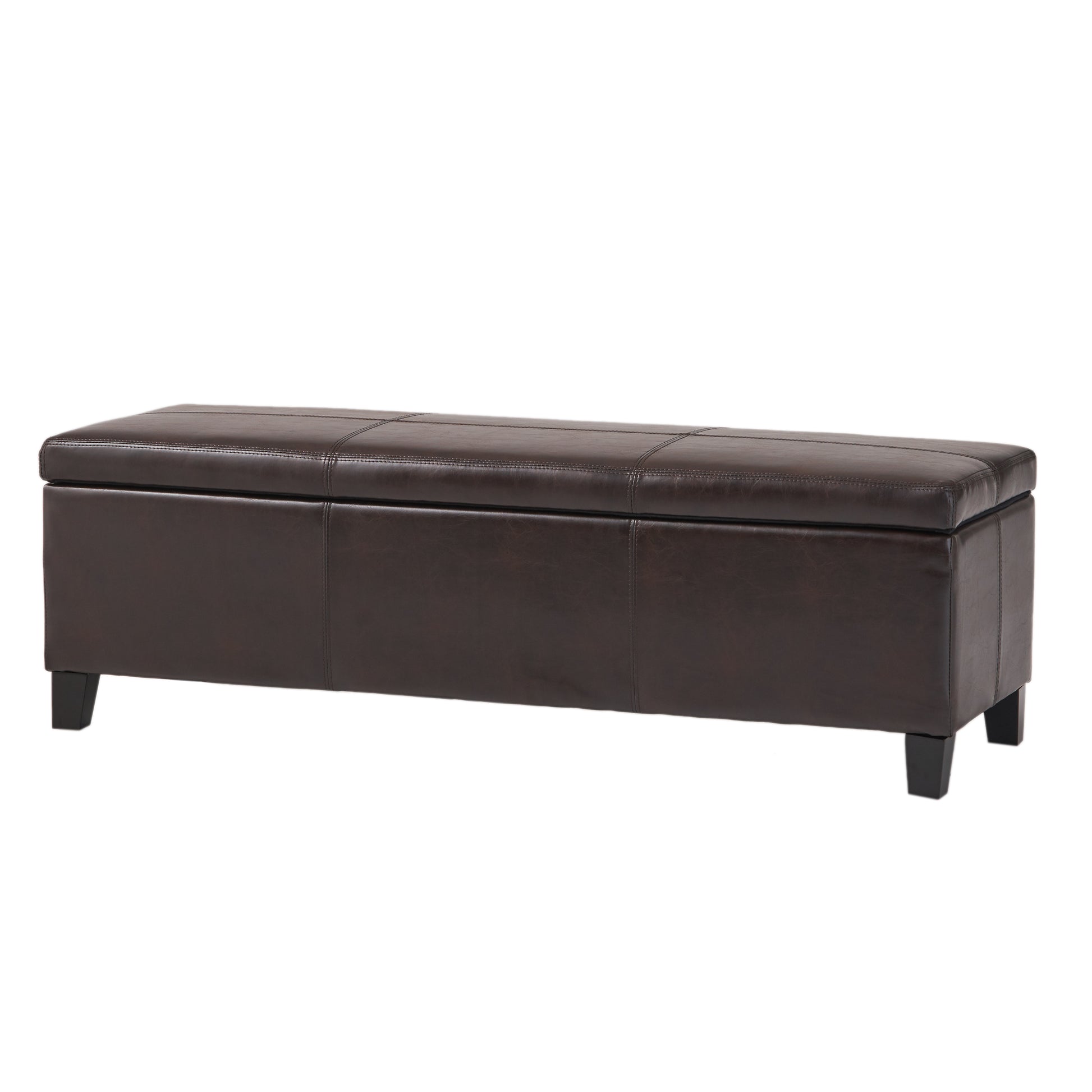 Upholstered PU Leather Storage Ottoman, Solid Wooden Legs (old sku 57742.00BRN) image 6