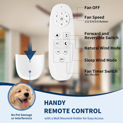 52 inch Indoor Farmhouse Rustic Ceiling Fan Matte Black with 3 Solid Wood Blade Remote Control Reversible DC Motor image 11