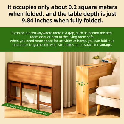 Bamboo Folding Desk, Space-Saving Computer Desk for Small Spaces, Foldable Study Table for Bedroom, Home Office, Dorm, Apartment, Natural Color image 5