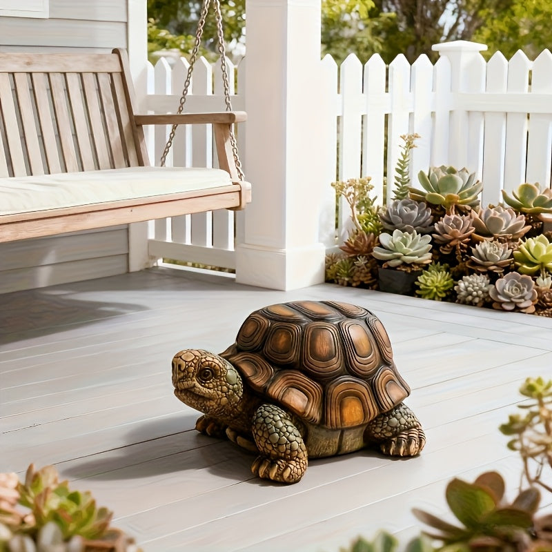 18" Garden Turtle Statue Stool, Simulated Animal Resin Sculpture, Multi-Purpose Decorative Stool for Living Room, Balcony, Office, Garden, Courtyard & Lawn image 7