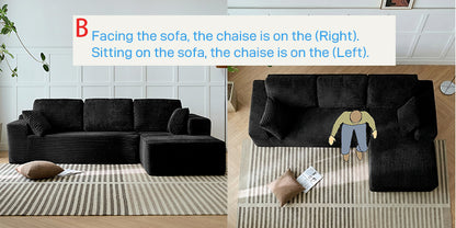 96" Compressed L-Shape Sofa Black Right Corner Facing sofa image 7