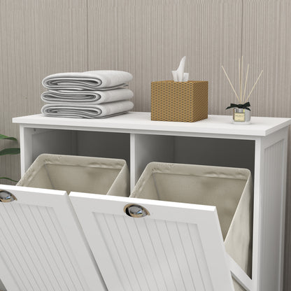 Two-Compartment Tilt-Out Laundry Sorter Cabinet-White image 6