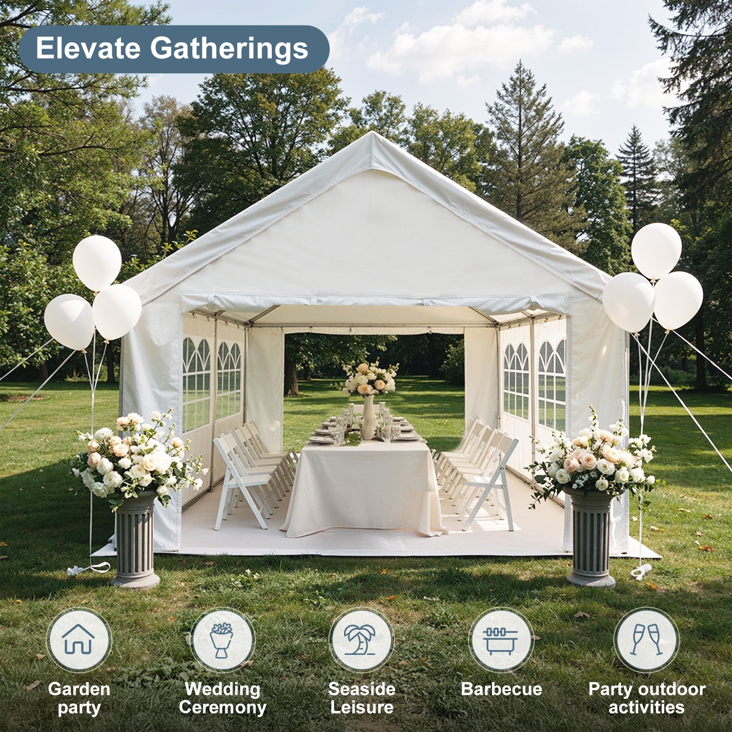 10'x20' Carport Car Canopy Party Tent Outdoor Gazebo with Removable Sidewalls Outdoor Gazebo Commercial Tents for Parties Wedding BBQ image 2