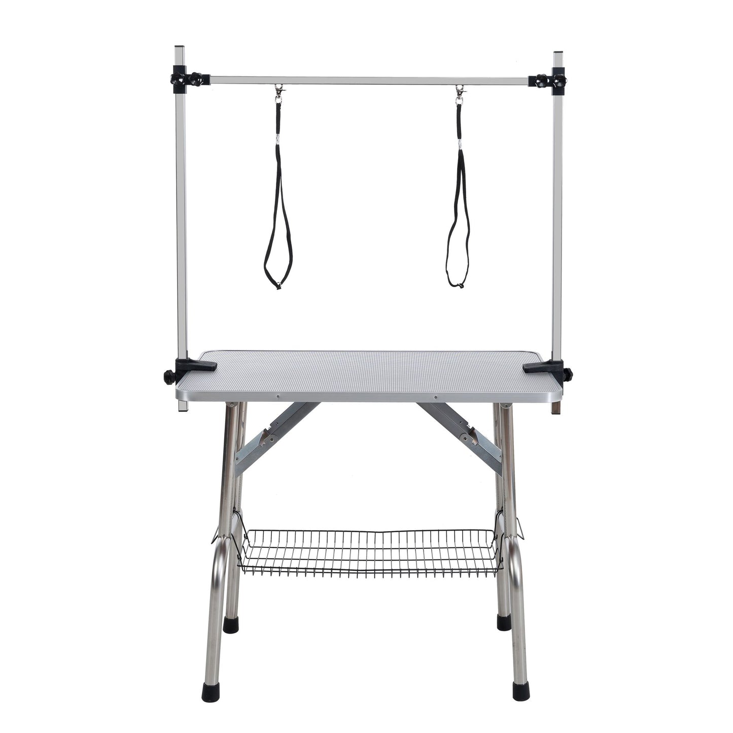 42" Folding Dog Pet Grooming Table Stainless Steel Frame Rubber Mat on Board with Adjustable Arm and Clamps pet dog Cat  image 2