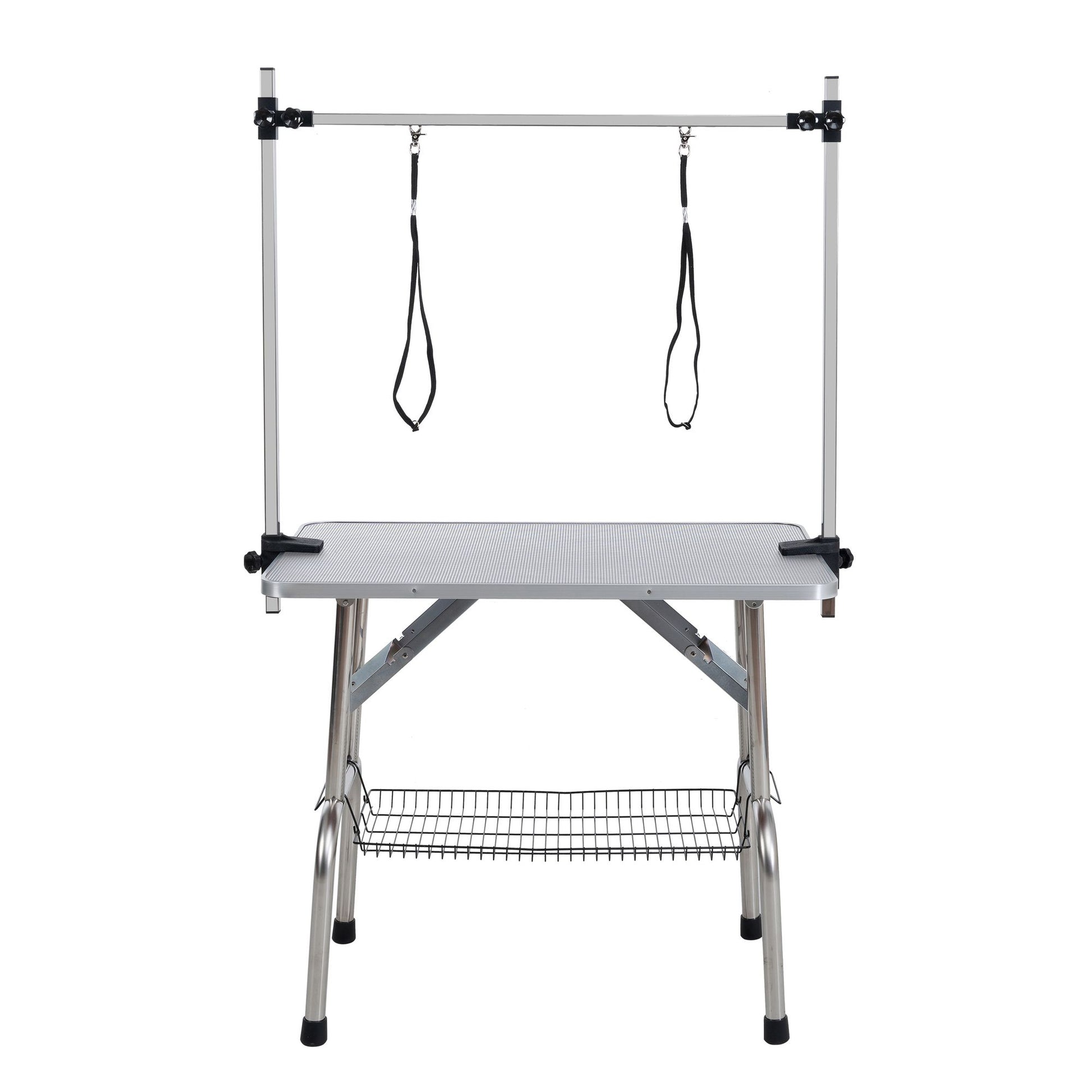 42" Folding Dog Pet Grooming Table Stainless Steel Frame Rubber Mat on Board with Adjustable Arm and Clamps pet dog Cat  image 2