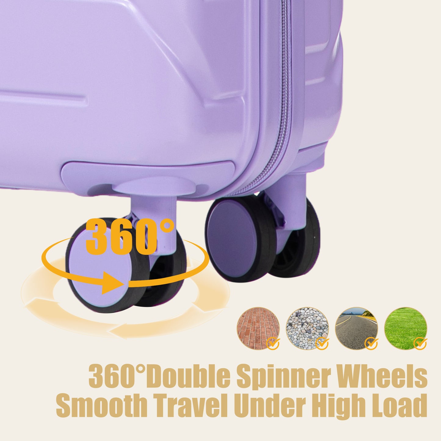 20 Inch ABS Hard Shell Travel Checked Luggage - Scratch Resistant Surface Four Multi-Directional Wheels, With Combination Lock.(Blue+Purple) image 11