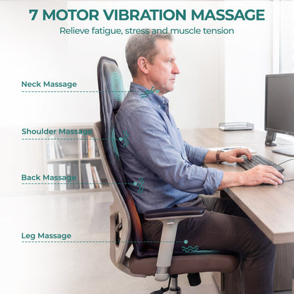 Back Massager with Heat - Massage Seat Cushion with 7 Motors, 3-Level Heat, 9 Modes & 9 Intensities,Massage Chair Pad for Home Office Car Use image 3