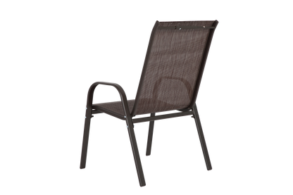 4 Piece Patio Chairs, Outdoor Camping Chairs with Breathable Textilene Fabric, Set of 2 Garden Chairs with Armrest High Backrest for Garden Patio Pool Beach Yard Space Saving (Brown) image 6