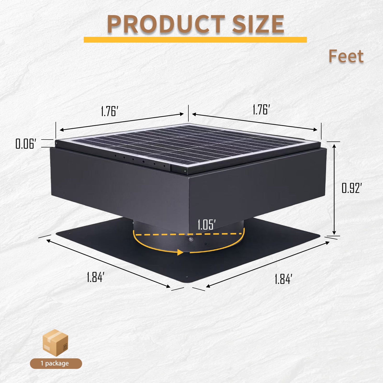 12" Solar Roof Vent Fan,40W Dual Power Attic Exhaust Fan with 3-Speed Remote & 25°C Auto Start,1200 CFM,MPPT Controller Solar Ventilator image 8