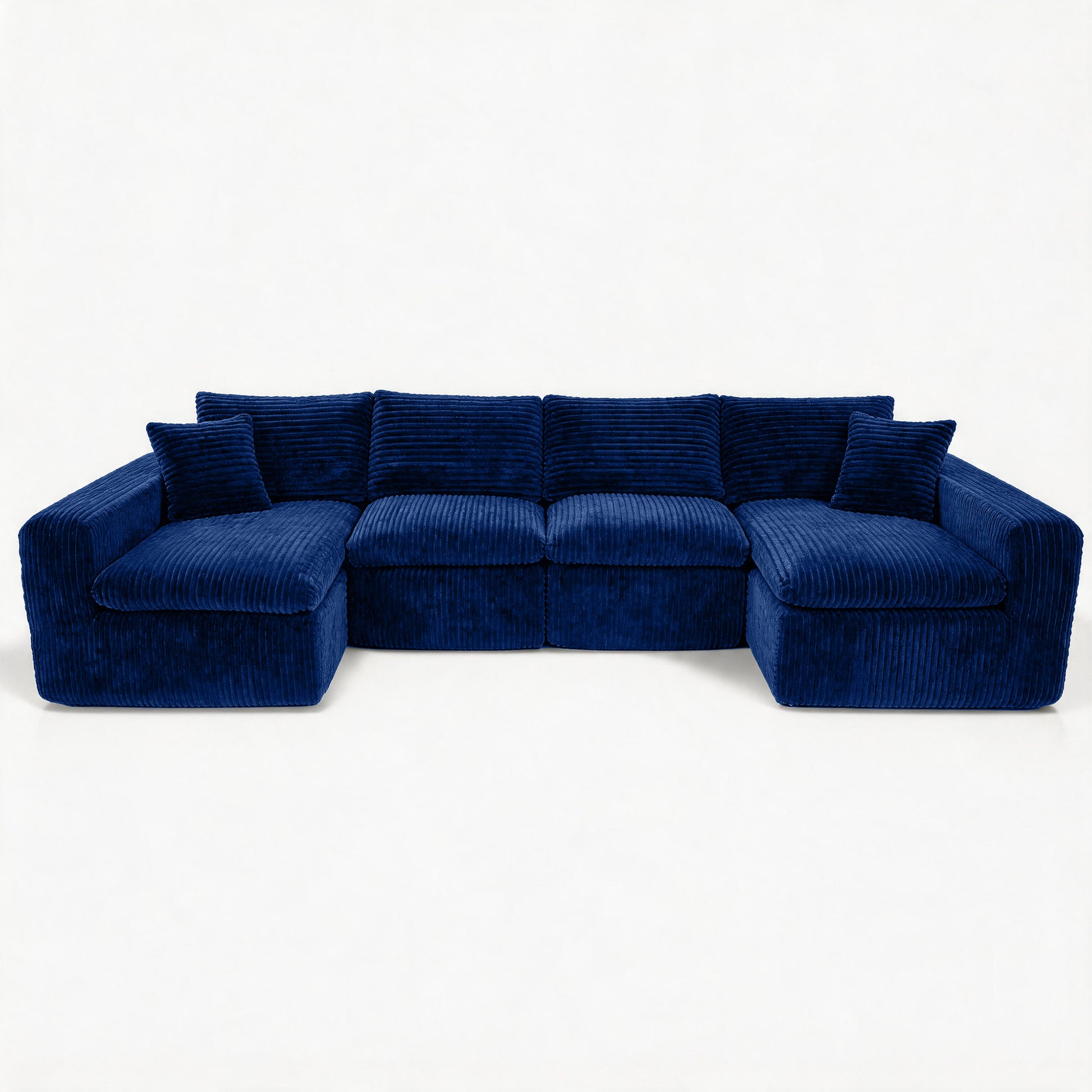 Modular Sectional Cloud Couch for Living Room - 130" Modular U Shaped Sectional Couch, No Assembly Compression Sofas, Comfy Floor Sofa with Memory Foam,Blue image 12
