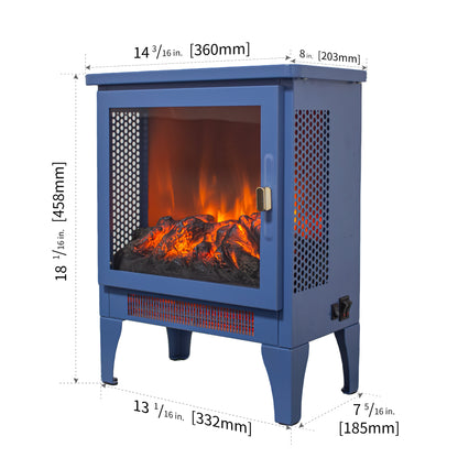 18 inch Freestanding Electric Fireplace Stove heater with 3D Flame effect,Classic Blue image 5