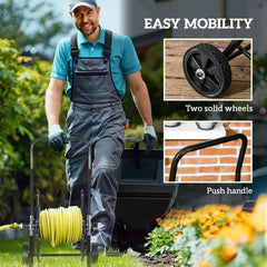 Outsunny Garden Hose Reel Cart, Hold Up to 98' of 5/8" Hose (Hose Not Included), Portable Water Hose Cart with Wheels for Yard, Lawn, Black