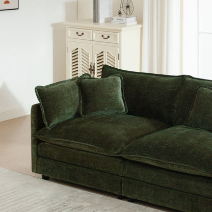Modular Sectional Sofa for Living Room,U Shaped Couch 4 Seater Convertible Sectional Couch with 1 Ottoman,Green Chenille image 8
