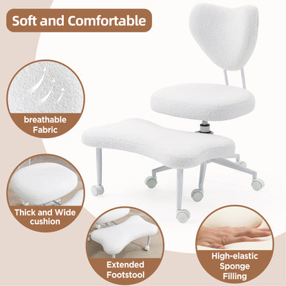 Meditation chair, an ergonomic cross-legged seating chair with lumbar support and a height-adjustable seat cushion, ideal for people engaged in high-intensity office work. Beige image 6