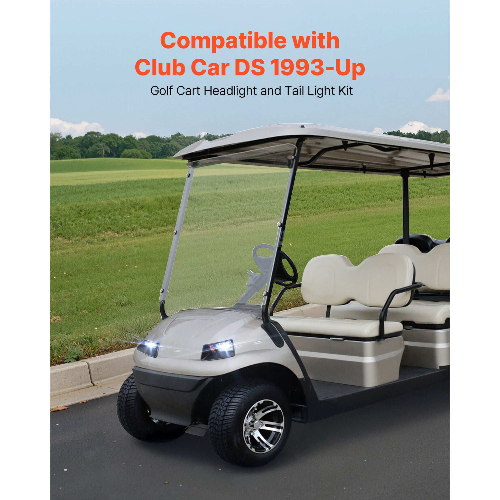 12 Volt Golf Cart LED Headlight Tail Light Kit For Club Car DS 1993-Up Models image 8