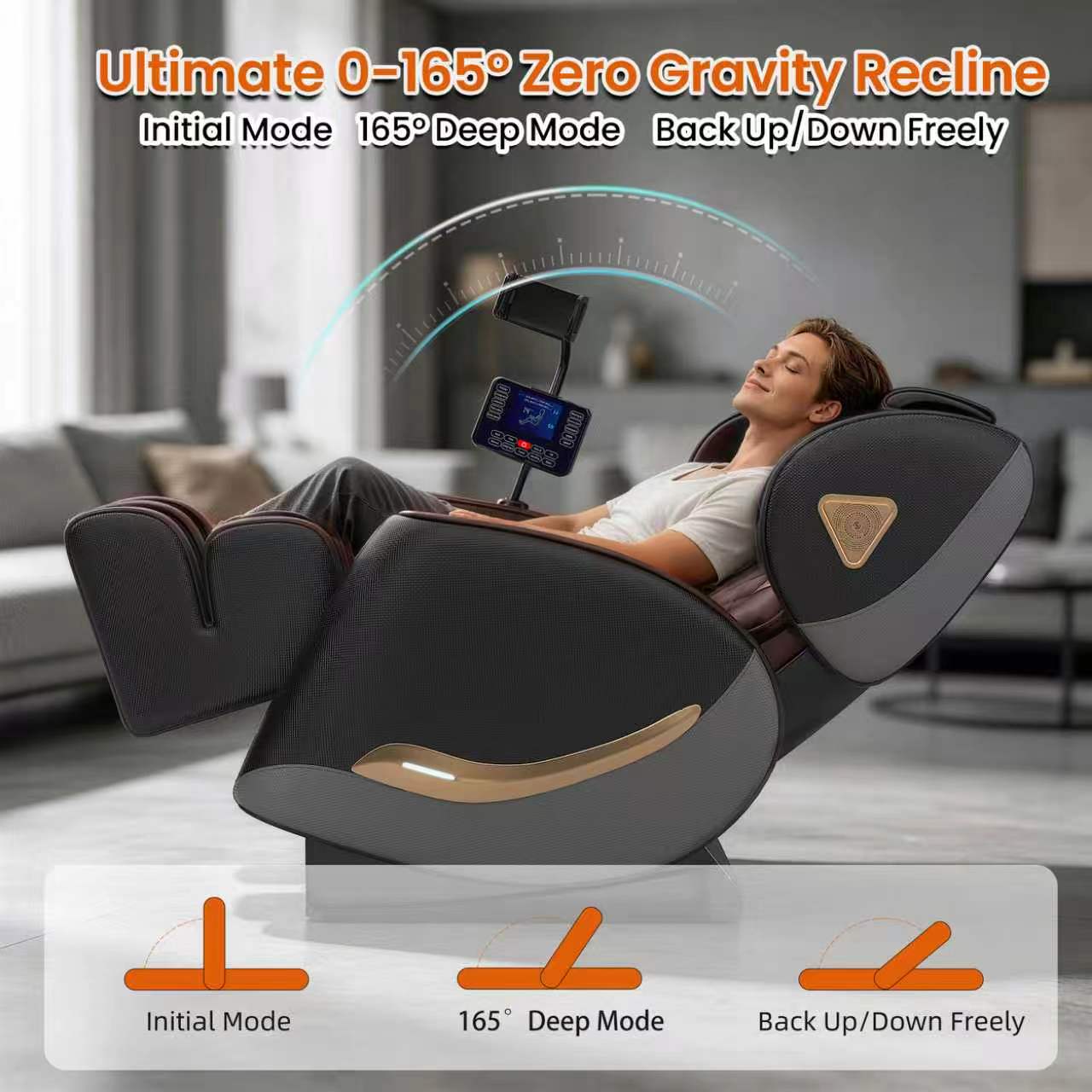 Massage Chair Full Body and Recliner, Zero Gravity Massage Chairs, 8 Fix Rollers, Airbags, Heating, Foot Massage, Auto Modes, Bluetooth Speaker and Touch Control Screen for Home and Office image 6
