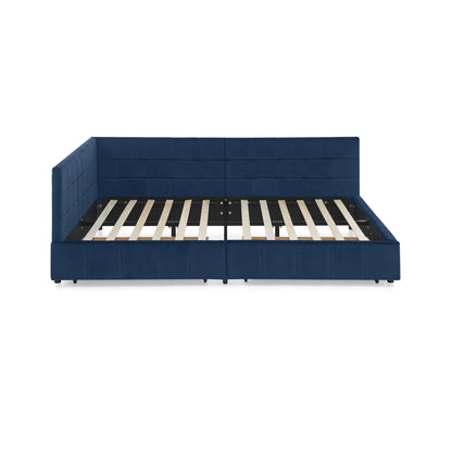 Full Size Storage Upholstered Tufted Bed Frame, Sofa Bed Frame with Comfortable Backrest and Armrests, Full Size Bed for Bedroom, Living Room,Velvet, DARK BLUE(80.5''*59''*29.5'') image 10