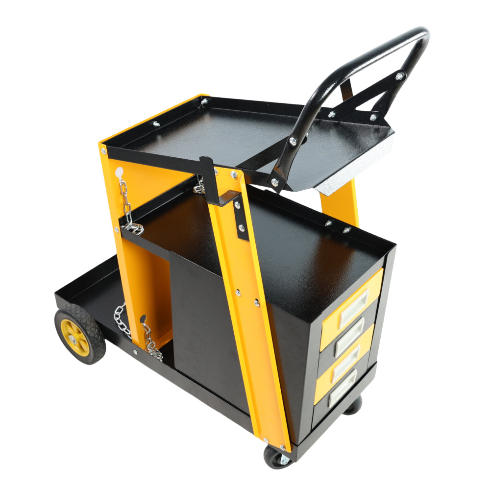 Multi Function 3 tier Welding Cart. gas bottle and accessory storage.Welding Heavy Duty  Cart for Tig Mig Welder and Plasma Cutter  with Upgrade Handles and Increase Storage Space Tank Storage