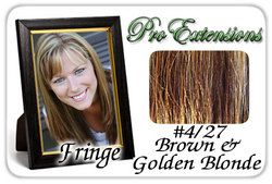 #4/27 Brown w/ Golden Highlights Pro Fringe Clip In Bangs image 1