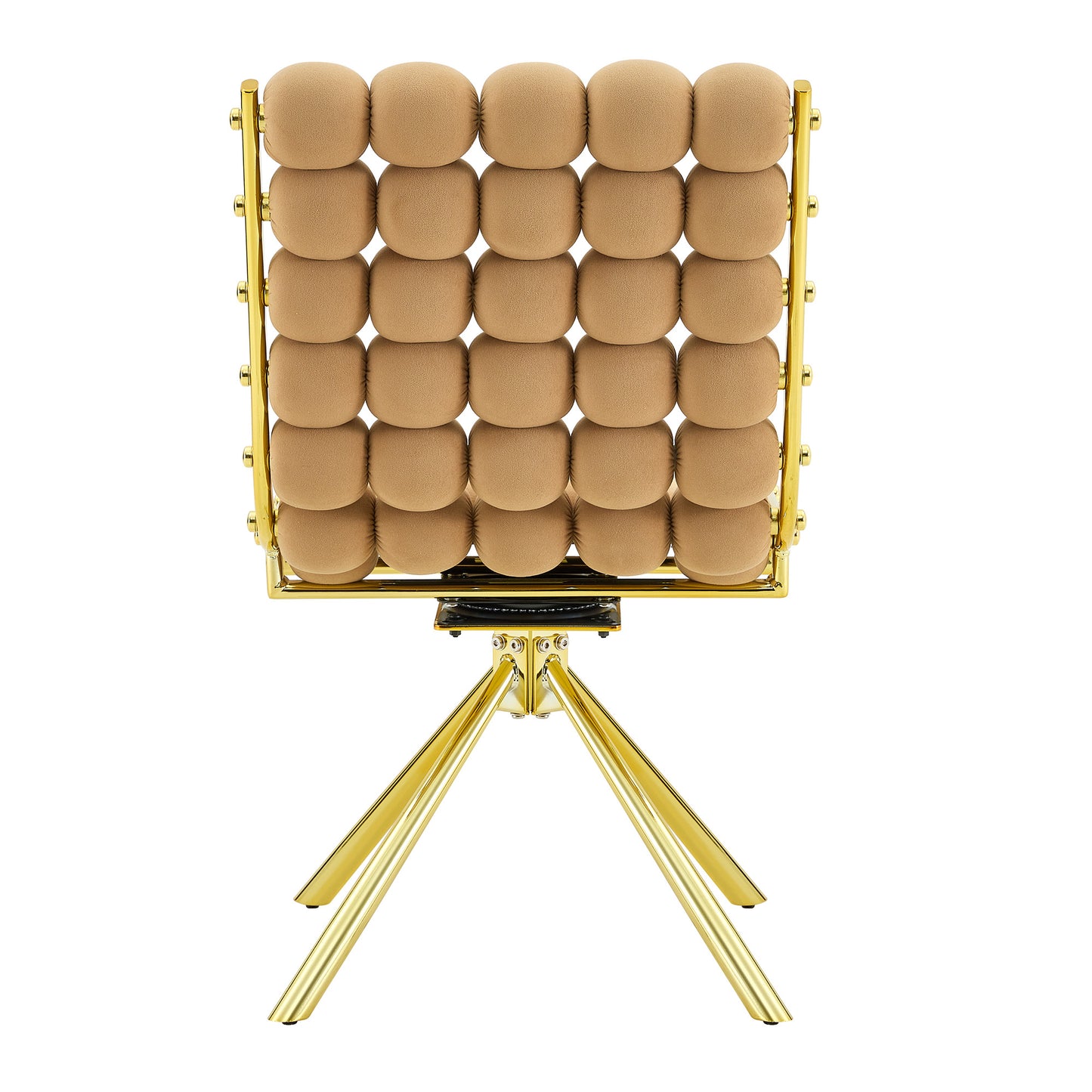 Set of 2 Tufted Ball Backrest Swivel Chair with Gold Metal Legs, Stylish Armless Chair for Home Office, Bedroom & Dining Area image 8