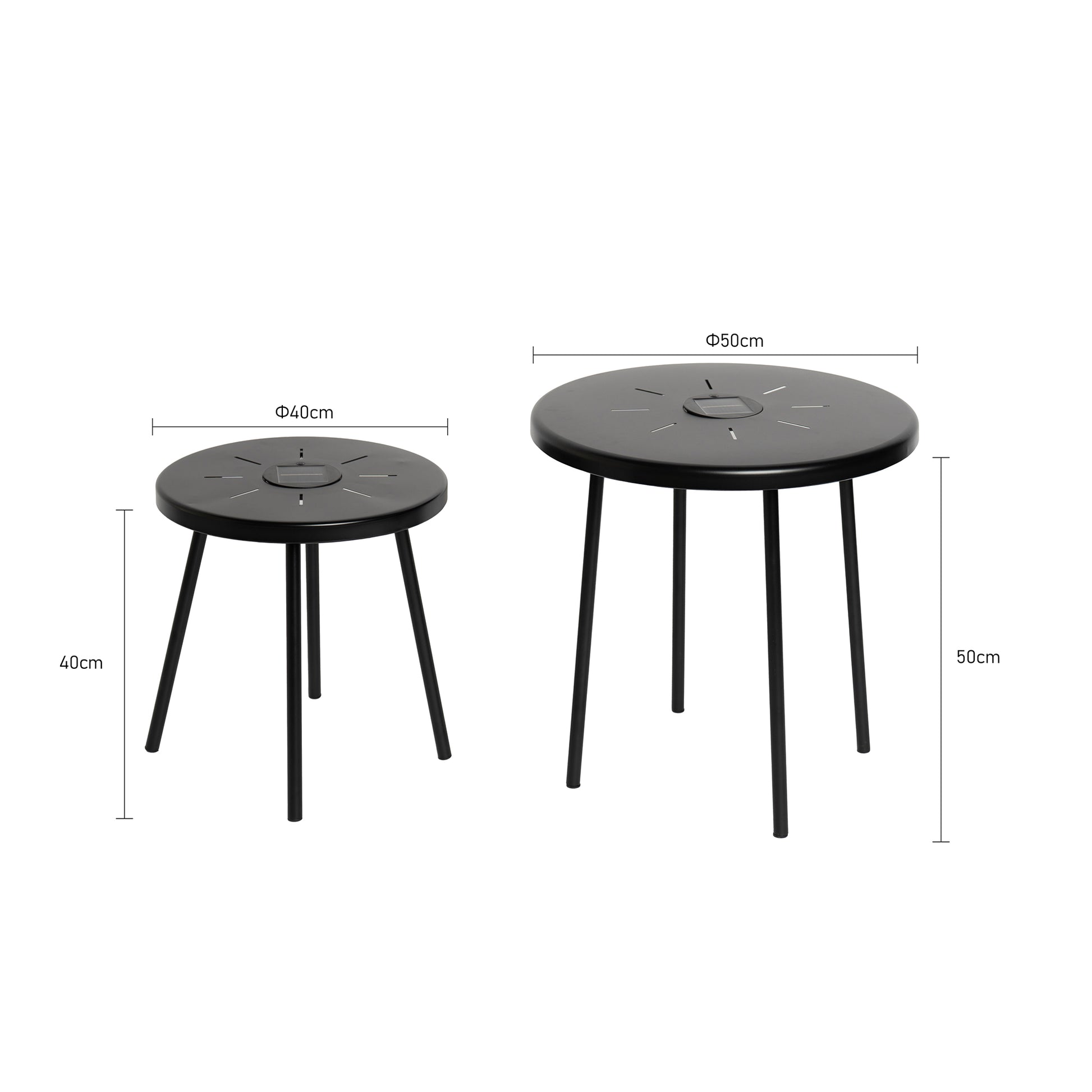 2-Pack Solar Powered Side Table with LED Light, Outdoor/Indoor Nesting Round End Table Set image 5