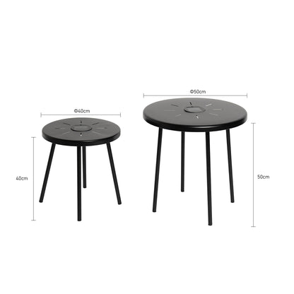 2-Pack Solar Powered Side Table with LED Light, Outdoor/Indoor Nesting Round End Table Set image 5