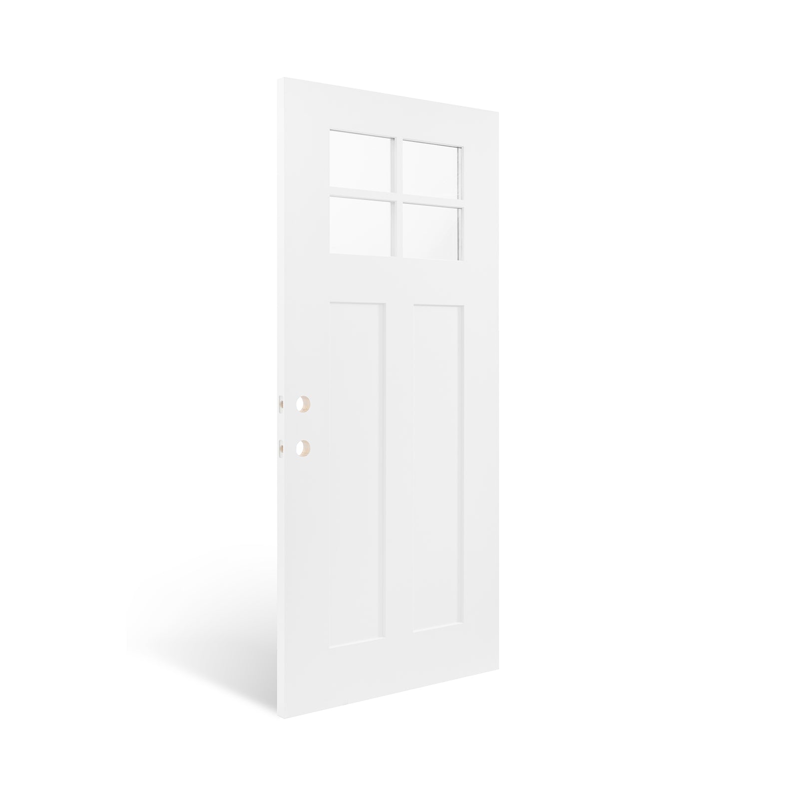 36"x80" Fiberglass Front Door with White 4-9/16" PVC Frame,Right-Hand Inswing Exterior Door with Brickmould,Contemporary minimalist smooth skin with clear glass for Home Entrance, White image 6