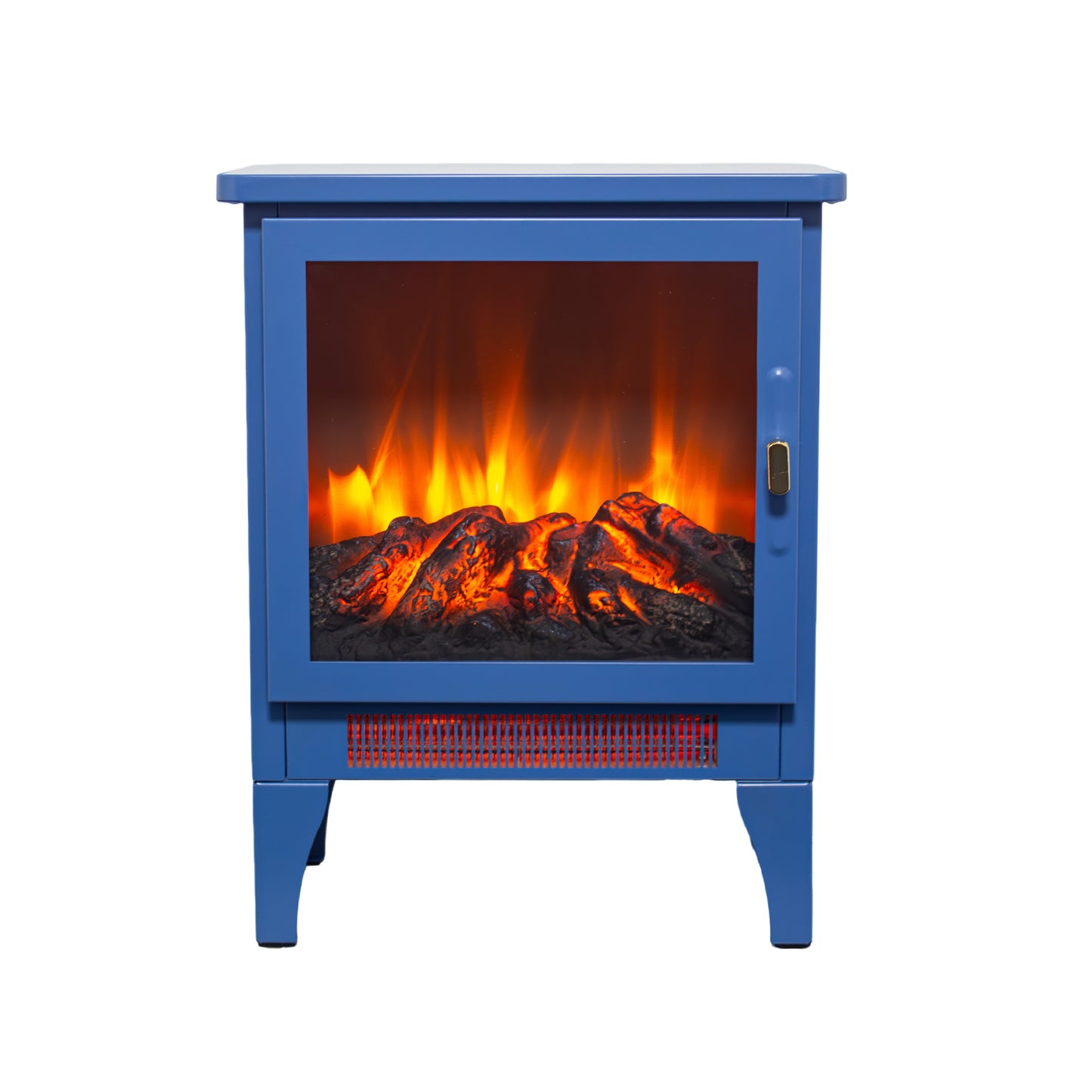 18 inch Freestanding Electric Fireplace Stove heater with 3D Flame effect,Classic Blue image 3