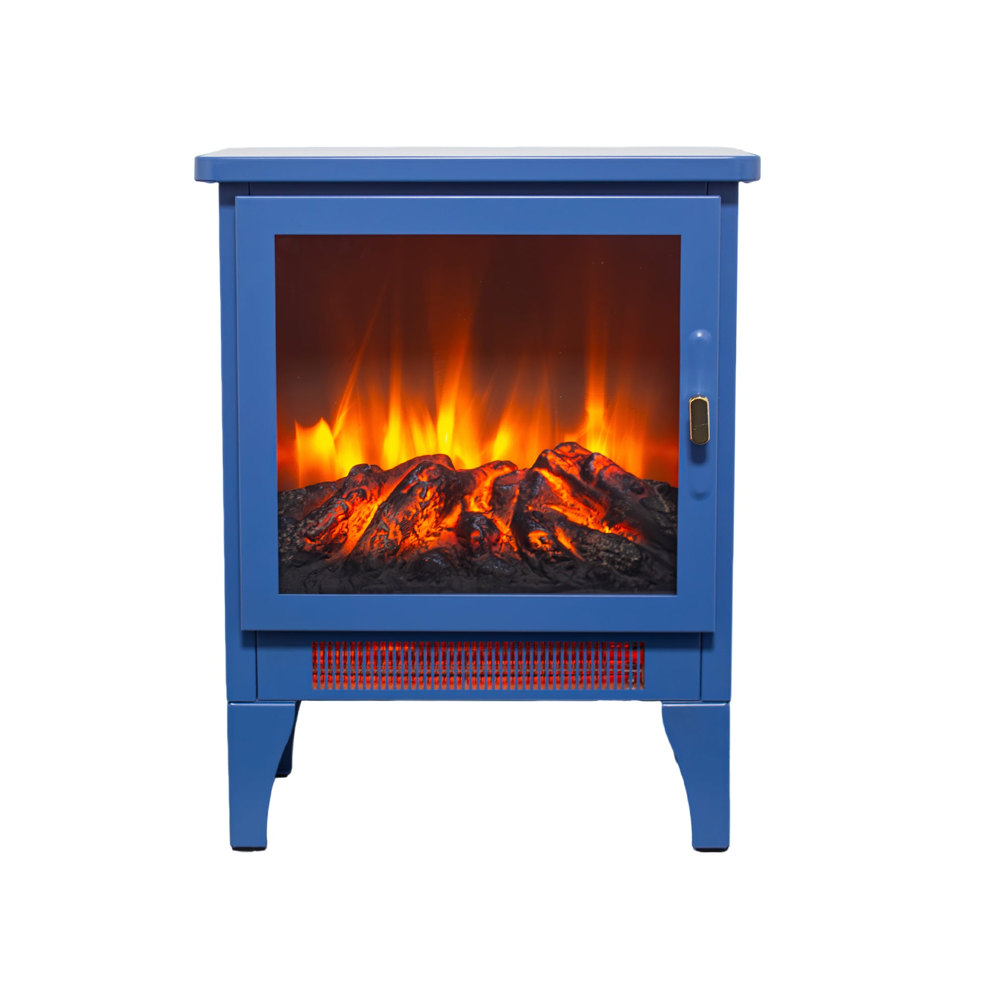 18 inch Freestanding Electric Fireplace Stove heater with 3D Flame effect,Classic Blue image 3
