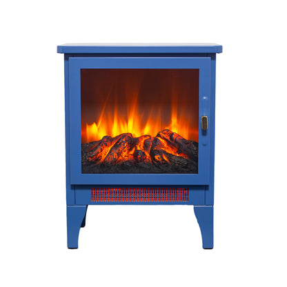 18 inch Freestanding Electric Fireplace Stove heater with 3D Flame effect,Classic Blue image 3