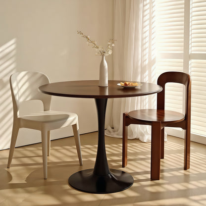 (Walnut Color) Round Table, ∅31.5'' Modern Dining Table, Dining Table,MDF Top and Steel Base Tulip Round Kitchen Table,Kitchen Table, Mid Century Coffee Table for Living Room, Oval Dining Table image 12