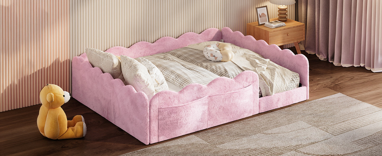Full Size Upholstered Floor Bed, Pink image 10