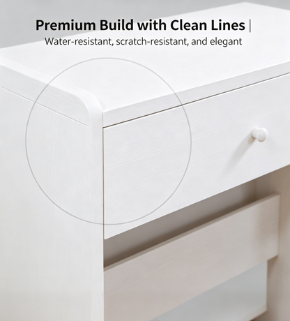 White vanity set includes smart LED mirror, women's bedroom makeup table with storage; suitable for bedrooms, living rooms, dormitories, etc. image 9