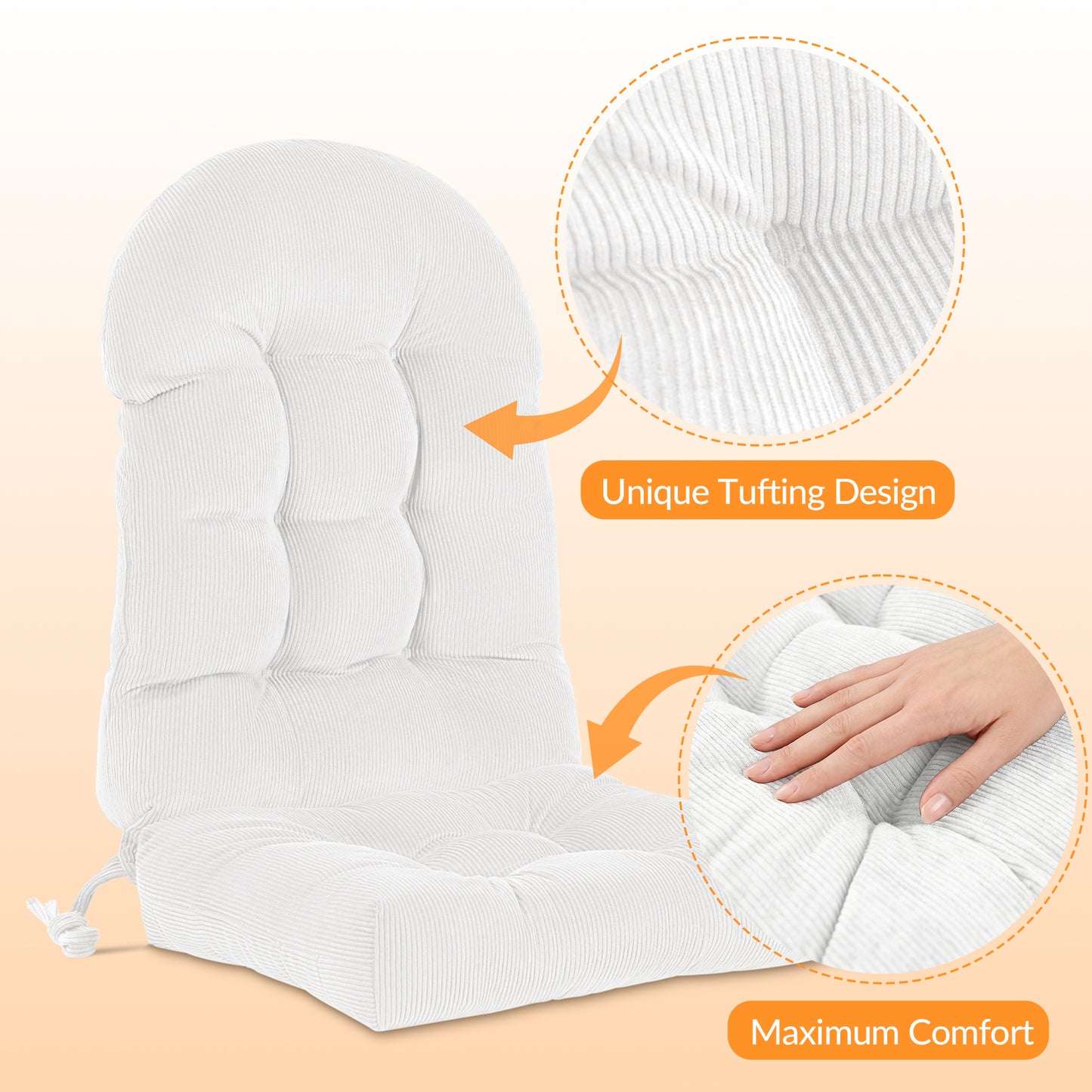 UV Resistant Indoor/Outdoor Chair Cushion - Waterproof Rocking & Adirondack Seat Pad with Elastic Back + 2 Anti-Slip Ties, Fade-Proof Design image 12