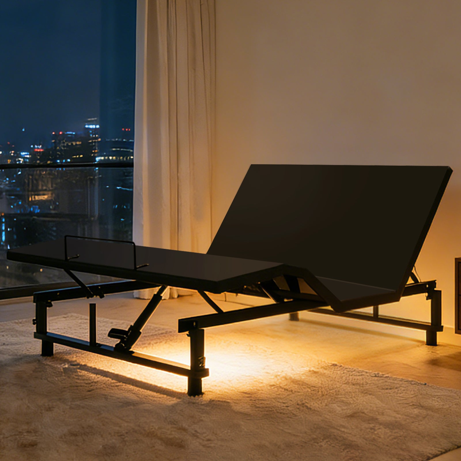 Adjustable Bed Base Frame Queen Bed Frame with Head and Foot Incline Wireless Remote 4 Ports USB, Under-Bed Nightlights, Zero Gravity Quiet Motor Black Queen image 1