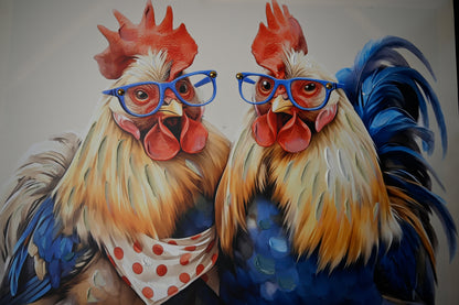 Farmhouse Rooster Wall Art, Rustic Chicken Pictures Wall Decor, Country Farm Coop Canvas Prints Painting, Framed Artwork for Kitchen Living Room Dining Room Bathroom Bedroom 24"x24" image 3