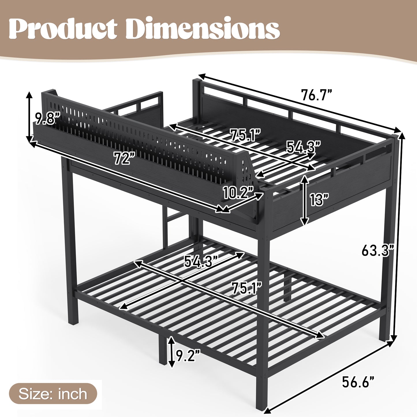 Full over Full Size Metal Bunk Bed with Storage Shelves and Pegboard, Bunk Bed Frame with USB Ports and LED Lights, Space-Saving, for Teens and Adults, Black image 8