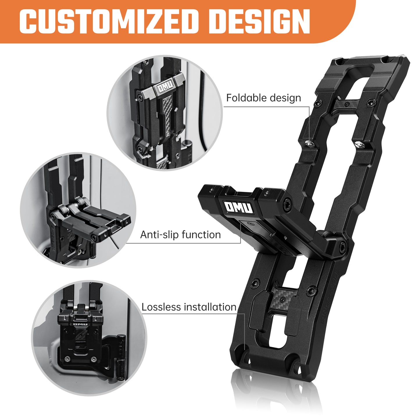 OMU Genesis Series Door Hinge Step Aluminum Door Hinge Step Folding Foot Pedal Side Ladder Compatible with 2007-2017 Jeep Wrangler JK,2018-2026 Jeep Wrangler JL & 2020-2026 Jeep Gladiator image 2